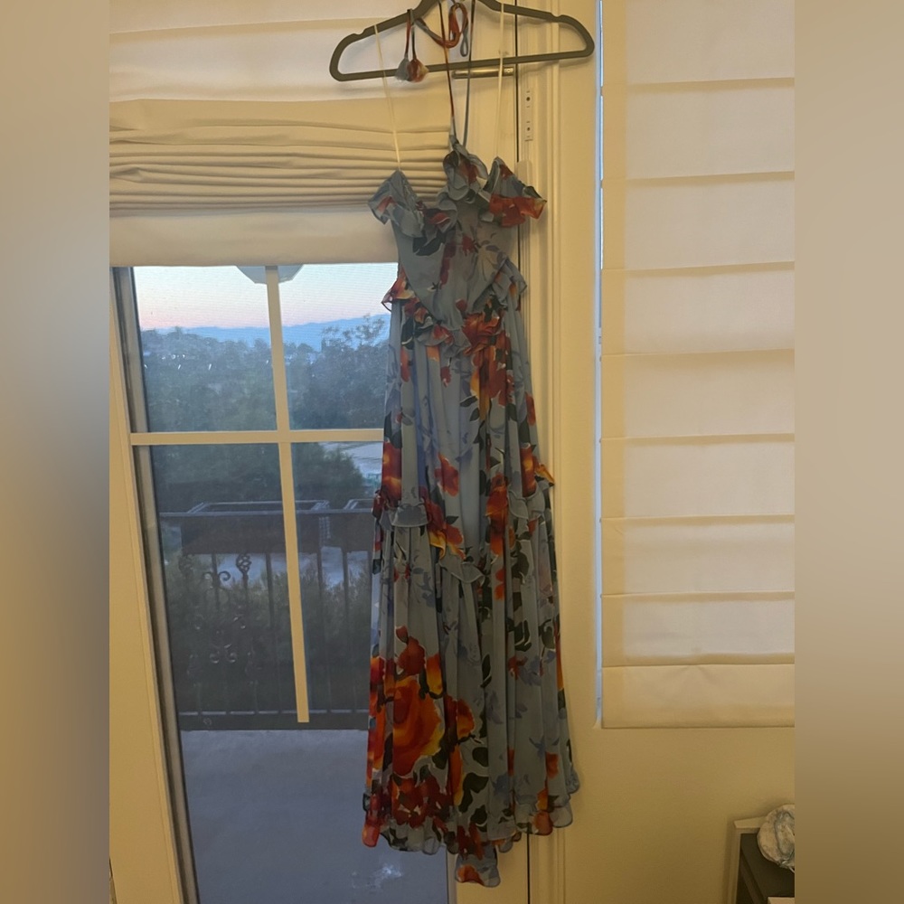 Misa Los Angeles floral halter maxi dress